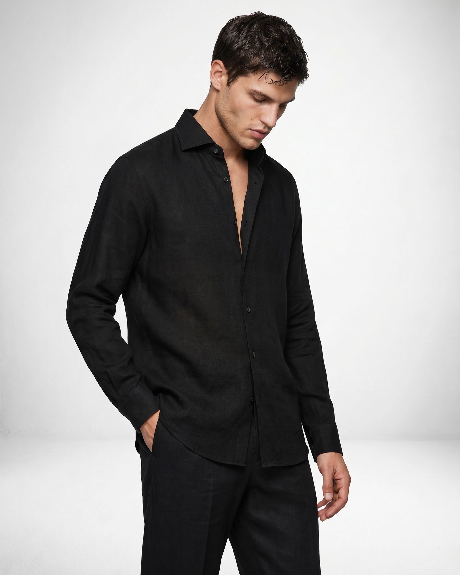 Black linen shirt