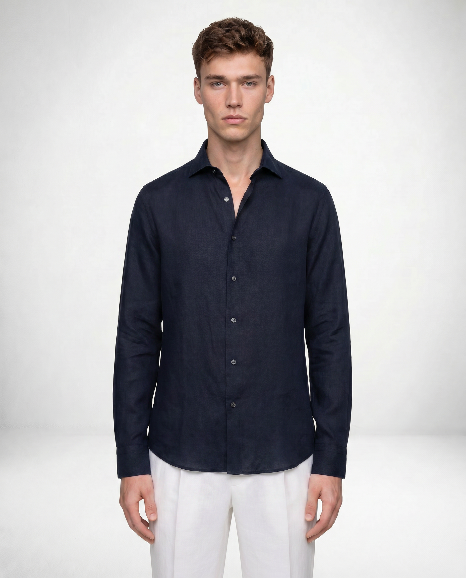 Navy blue linen shirt